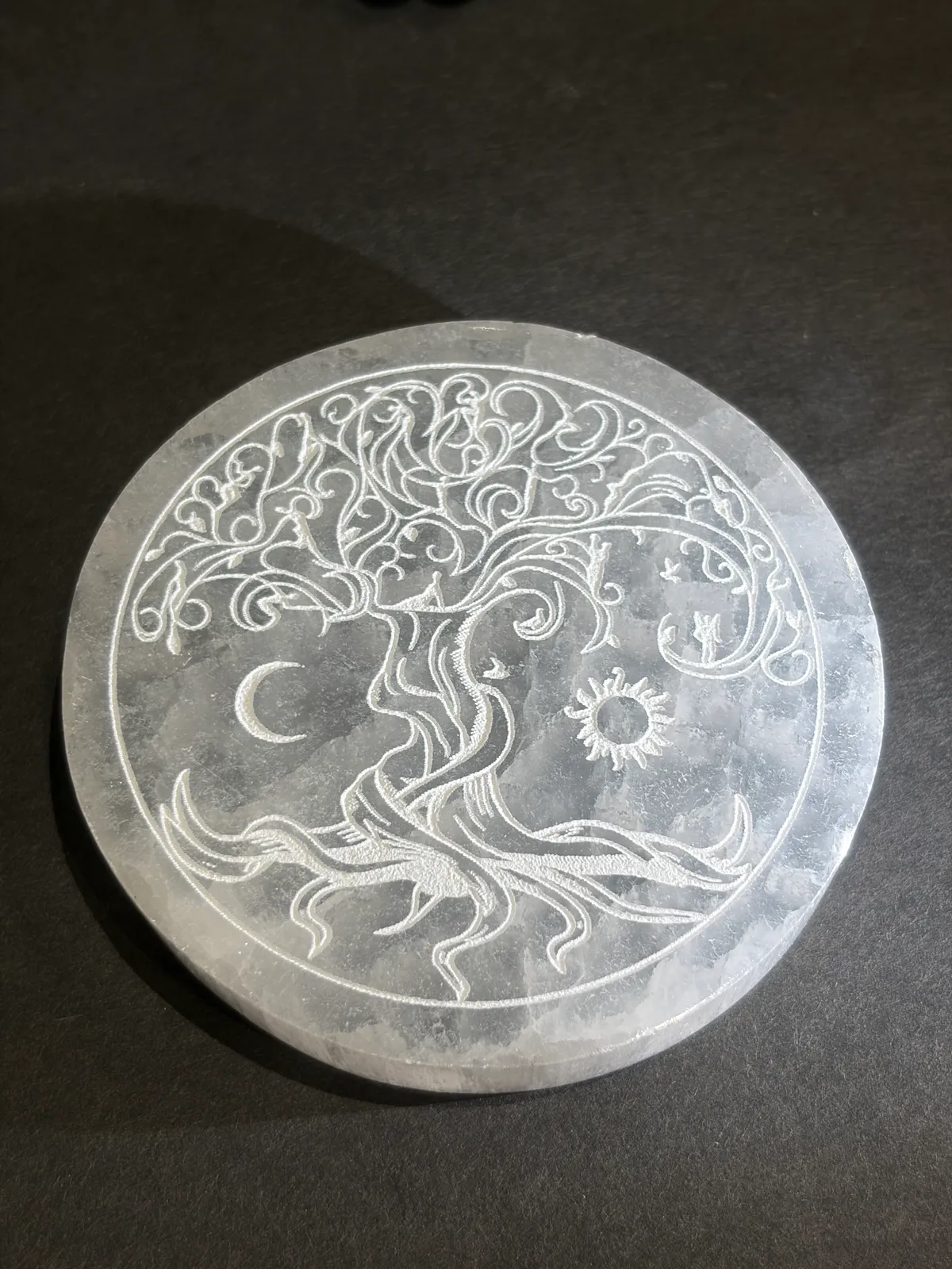 Selenite Tree of Life Cleansing Charging Plate - View 1